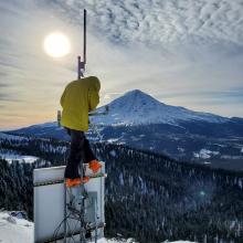 Working on the Ash Creek Butte weather station