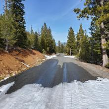 Continuous snow on road starts 5 miles up from Stewart Springs.