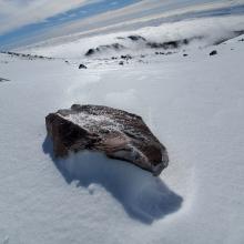 Exposed rocks covered in ice