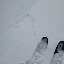 Backside of Coyote Butte, MS Ski Park, cracking/blocking in the snowpack