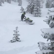 Easy to get stuck on a snowmobile, very deep