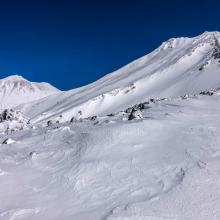 Patches of exposed rock remain on the West Face and Casaval Ridge.