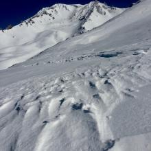 Sastrugi on Green Butte Ridge, elevation approximately 9,000 feet. 