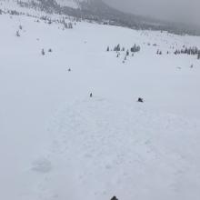 Avalanche ran approximately 300 feet and was 30 feet wide  