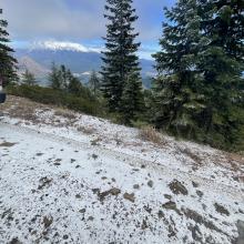 A skiff of new snow observed on the ground above 6,500 feet