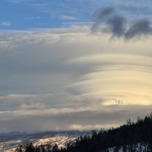 The mother ship arrives over Mount Shasta in the late afternoon.