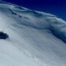 Old wind slab on W/SW facing aspect of Sargents Ridge - Photo: J Koster