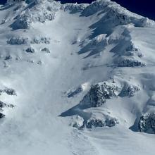 Sargents Ridge from approx. 12,000 feet in Avalanche Gulch - Photo; J Koster