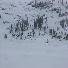 R4/D3 slab avalanche at Cliff Lake, photo by Scott Anderson