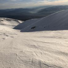 Looking down Climbers Gully in Avalanche Gulch 9,400 Feet