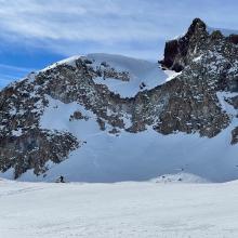 Green Butte, east face, old wind slab avalanches