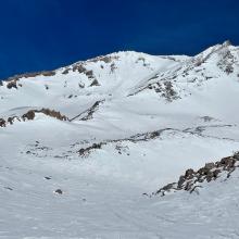 Old Ski Bowl in foreground, followed by Green Butte Ridge, Avalanche Gulch and Casaval Ridge on the skyline