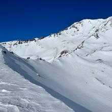 Green Butte Ridge viewed from Green Butte proper, Old Ski Bowl to the right, Avalanche Gulch to the left