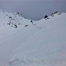 Looking towards Green Butte note: small cornice NW aspect 