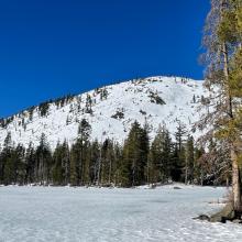 Right Peak, from lake level. Some smooth and soft turns mid-day.