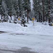 Bunny Flat, snowmobile loading ramp, please keep clear for access, don't park in front.