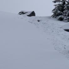 A ROCK smacked by a snowmobiler today. Had report of one broken A-Arm.