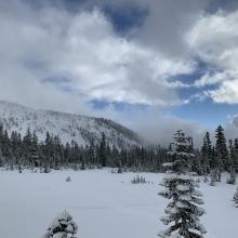 Gray Butte with a little clear sky off to the south