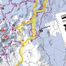 Route, 60 miles, took southerly route on the way out and northerly route on the way back.