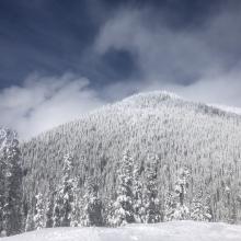 Sun peaking out and high winds on Gray Butte