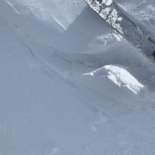 Some minor cracking along ridgelines, small cornices and wind slabs.
