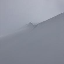Small drifts and cornice features have formed on the ridge line towards westerly aspects. 