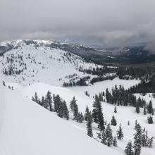 Looking down at Castle lake from Center Peak Ridge.  