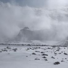 Low clouds in the valleys and canyons begin to rise in the late afternoon.