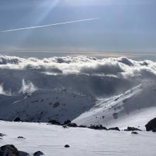 Look closely and you'll see the plumes of blowing snow off Green Butte Ridge from northwesterly wind.