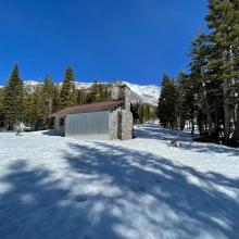 The Sierra Club Alpine Hut, aka Horse Camp. The bathrooms are still closed for the season, but the cabin is open for DAY USE only. 