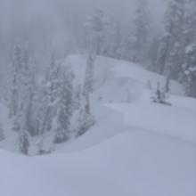 Cornices along southeast ridge of Gray Butte