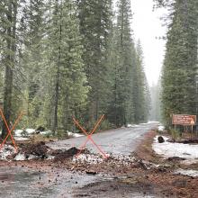 19 Road (Military Pass): Closed. You could likely get a mile or less past the snow park, depending on your rig. Many pavement patches.