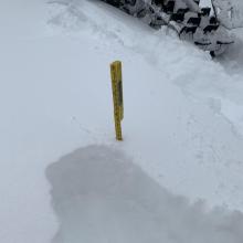 5-6 inches of snow measured at the weather station location (near treeline)