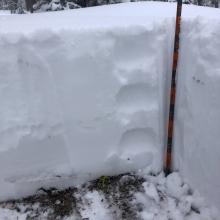 Height of snow 20 inches, < 1 inch of new snow (F- to F hardness) 