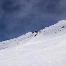 Wind textured snow above treeline