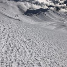 Chickenheads, and rime cover exposed moraine tops