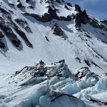 The angel wings off Shastina, down onto the Whitney Glacier