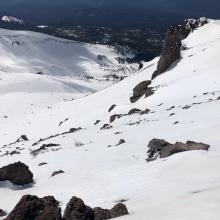 Looking down into Avalanche Gulch from Casaval Ridge