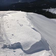 Drift forming along Broadway Ridge above Avalanche Gulch 8,400 feet