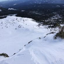 Looking down Sun Bowl from Broadway Ridge 8,500 feet