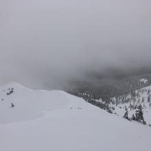 Looking down ridge from 8,400 feet