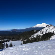 Left Peak, Castle lake with Mount Shasta behind. Photo taken from near Heart Lake