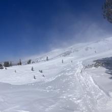 Snow blowing off Mount Shasta