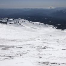 Looking down Avalanche Gulch near lake Helen 10,000 feet