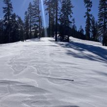 Scouring at ridgeline below treeline