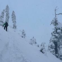 Skin track up Left Peak on 12.8.22, Castle Lake area