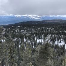 Looking north west as sporadic snow flurries move in