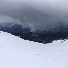 Snow surfaces above treeline in Giddy Giddy Gulch