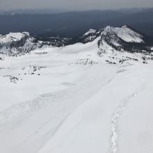 Old loose wet slides off east aspect of spur ridge