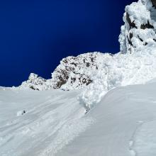 Large rime deposits near Shastarama, Sargents Ridge